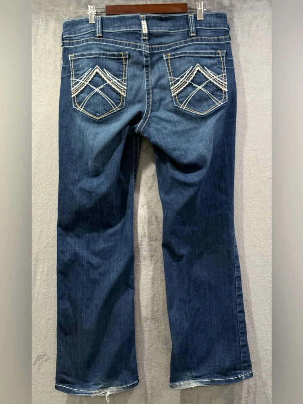 Ariat Denim Mid-Rise Bootcut Jeans Dark Wash Women’s Sz 33R Western Thick Stitch